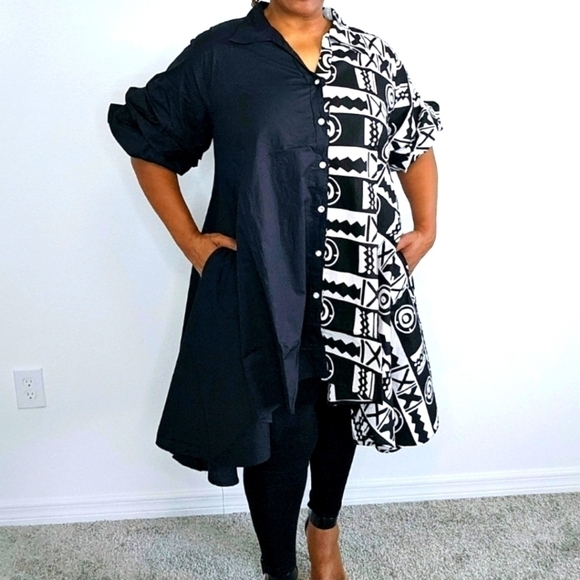 African Ethnic Midi Two Side Dress/ Blouse - Picture 1 of 4